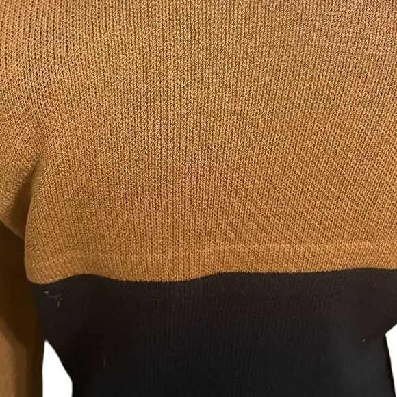 Vintage 80s St. John brown and black knee length dress size 6 mock neck - Picture 8 of 15